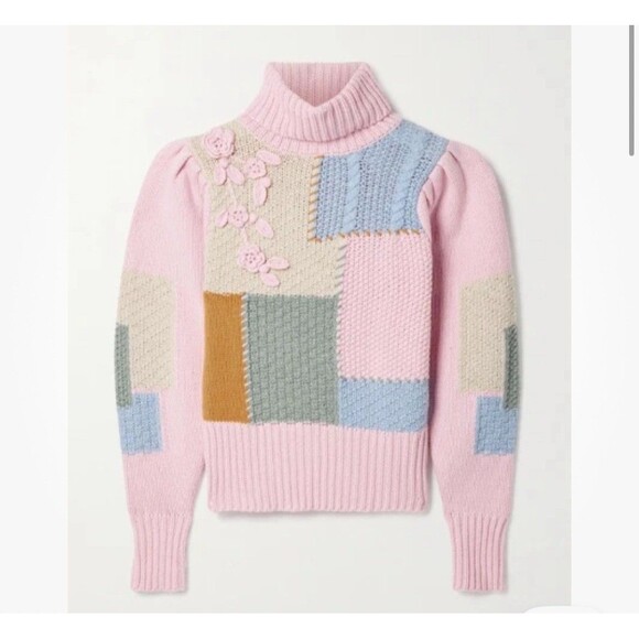 LoveShackFancy Multicolor Patchwork Turtleneck Sweater - Picture 3 of 10